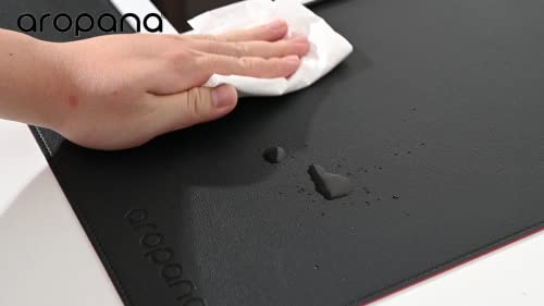 Image of Aropana Vegan Leather Desk Mat | Large Reversible Mouse Pad & Computer Table Protector | Dual-Side Waterproof Extended Laptop Pad with Edge-Stitched Design (90x45CM, Black and Grey)