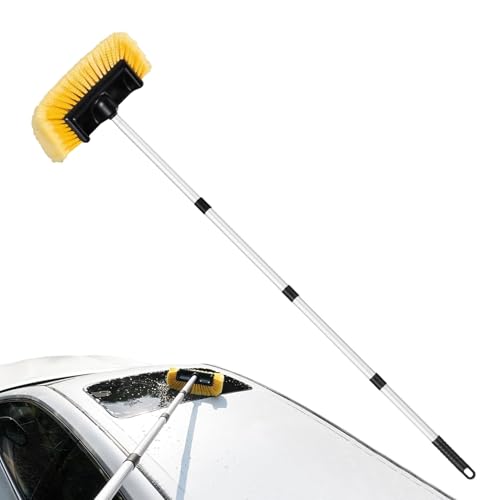 Cepillo de lavado de coche con mango largo, cerdas suaves para parabrisas, caravanas, remolques, ventiladores de techo, limpieza del hogar y cocina, trapeador extensible para un lavado sin esfuerzo