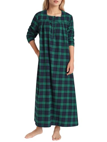Latuza Women's 3/4 Sleeve Flannel Nightgown Long Cotton Night Gowns