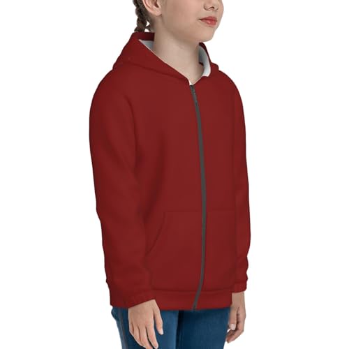 Maroon Kid Hoodies Boys Zip Up Sweatshirts Girls Pullover with Pocket4