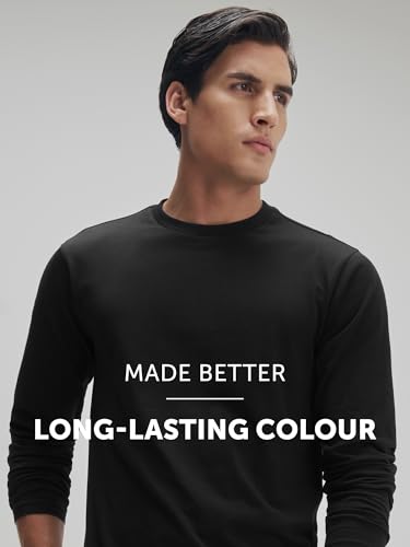 Image of XYXX Men's Solid Cotton T-Shirt | Round Neck Tshirt | Full Sleeves | Solid-Regular Fit Tshirt for Men
