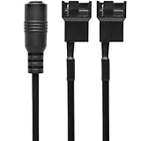 CRJ DC Plug to Dual PC Fan Power Adapter Cable - 12-inch (30cm) - Power Two 3-Pin & 4-Pin Computer Cooling Fans with a DC Power Supply
