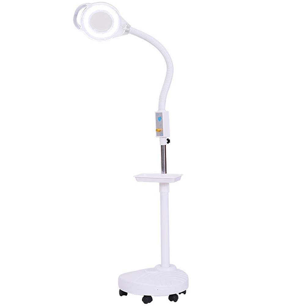 Aioneer Magnifying Glass,Magnifier 8X Magnifier Lamp Floor Standing,Adjusting Light, Magnifying Light Adjustable Wheels,Storage Tray, For Skincare Beauty Nail Manicure Tattoo Sal