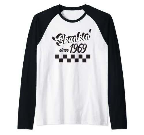 2 Tone Ska Skankin Since 1969 Rude Girl Rude Boy Raglan Baseball Tee