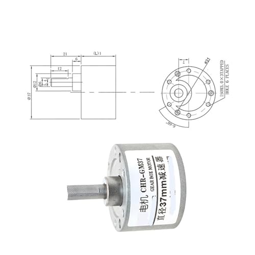 Motorreductor de CC con caja de cambios de metal y relación de reducción 1:10 6