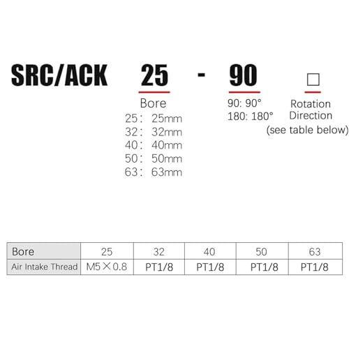 Vérin pneumatique rotatif SRC32 à blocage pivotant 90R pour automatisation - 7