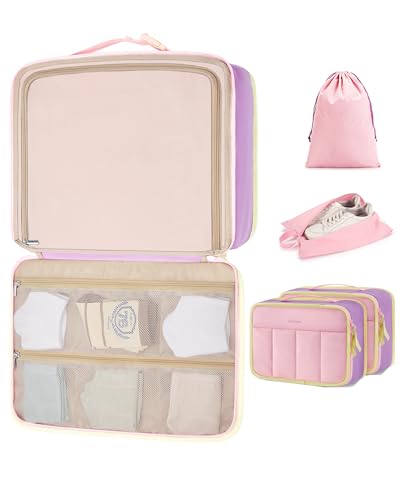Image of BAGSMART Compression Packing Cubes for Travel, 6 /5 /4set Lightweight Packing Organizers, Summer Travel Essentials Suitcase Organizer Bags Set