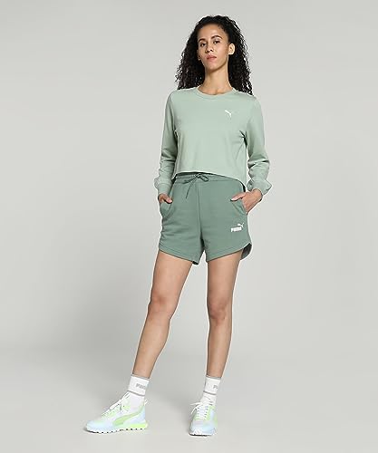 Image of Puma Women's ESS High Waist Shorts | Comfortable Cotton-Blend High Waist Knitted Shorts for Women | Ribbed Waistband | Ideal for Gym, Travel & Everyday Wear