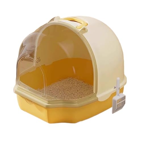Arenero para gato cerrado con puerta, grande, color amarillo miniatura 1
