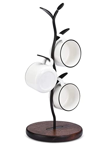 Support pour tasse à café en forme d'arbre à café pour comptoir, tasses à café et tasses à thé Étagère de rangement plan de travail Accessoires de bar & organiseur de cuisine Noir (4 crochets) …