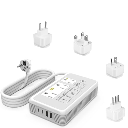 2000W 220V to 110V Converter for Hair Dryers, Type C G L I Adapter(Gray)