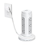 Flat Plug Power Strip with USB Ports: The extension cord with multiple outlets is built with a slim flat plug (only 0.33” thick), which takes up very little space between the outlet and your furniture, appliances or decorative objects. The rightward ...