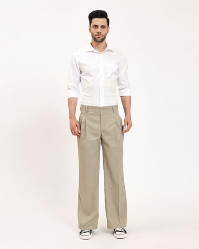 Image of Thevasa Relaxed Fit Korean Pants for Men, Suitable for Casual & Formal Wear, Stylish Baggy Pants for Men, Pleated Pants for Men