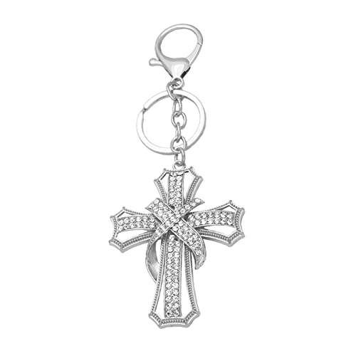 ECMQS Croix Cristal Porte-clés Chrétien Catholique Porte-clés Sac de Voiture Porte-clé pour Femmes Bijoux Porte-monnaie Pendentif
