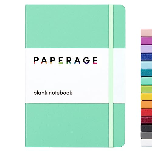 Image of PAPERAGE Blank Journal Notebook, (Mint), 160 Pages, Medium 5.6 in x 8 in - 100 GSM Thick Paper - Hardcover Journaling Notebook for Work, School, Note Taking or Sketching