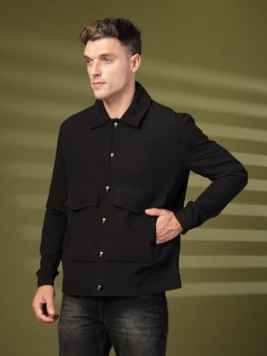 Image of CHKOKKO Men's Fleece Solid Winter Wear Regular Fit Standard Length Jacket