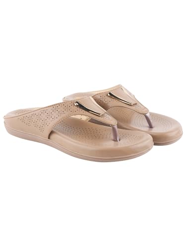 Image of Shoetopia Women's Flat Sandals - Comfortable Slip-On Toe Ring Design with Cut-Out Detailing Ladies Stylish Perforated Upper for Casual Footwear