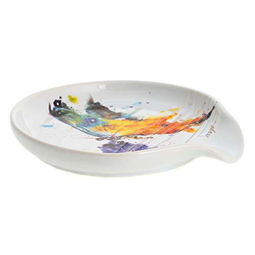 Demdaco Dean Crouser Kaleidoscope Butterfly Watercolor Rainbow 5 X 5 Glossy Stoneware Spoon Rest #TOP1