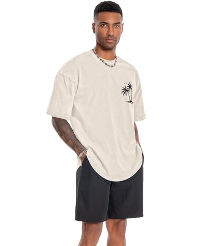 Image of Oversized Tshirts for Men Short Sleeve Vintage Washed Basic Loose Tees 2026