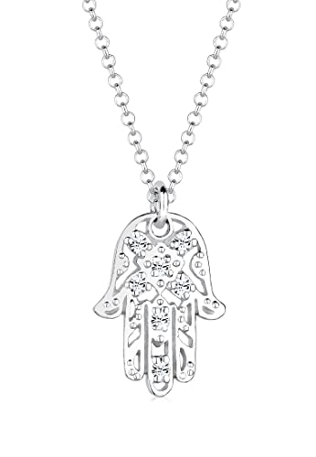 Elli halsband Hamsa hand kristaller 925 sterlingsilver, 45, övrigt, Kristall