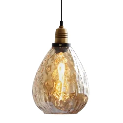Lámpara colgante de cristal ámbar regulable con 1 luz para comedor 2