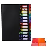 Dokumentenmappe A4, 24 Taschen Tragbar Fächermappe mit 12 Fächern, PP...