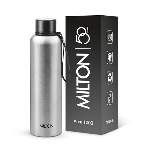 Image of Milton Aura 1000 Thermosteel Water Bottle, 24 Hr Hot and Cold I Leak Proof Lid, ISI Certified I Vacuum Insulated I for Office, Gym, School I Silver