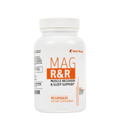 SaltWrap Mag R&R – Nighttime Muscle Cramps Support, Natural Sleep Support for Adults with Magnesium Glycinate for Muscle Spasm and Leg Cramps Relief, 90 Capsules