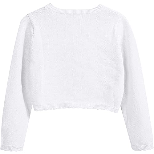 Kids Girls' Bolero Cardigan Shrug Sweater Cute Long Sleeve Sparkle Tops Open Front Knit Shrug,White, 9-10 Years #TOP1