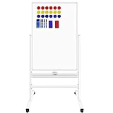 Mobile Whiteboard Magnetic Dry Erase Board with Stand 40"x28" Double Side Rolling Whiteboards on Whe