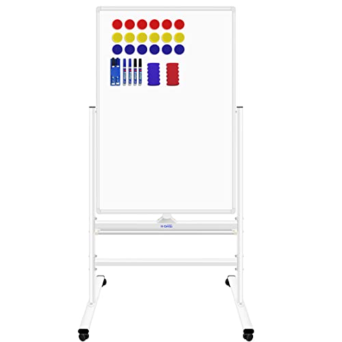 Mobile Whiteboard Magnetic Dry Erase Board With Stand 40"X28" Double Side Rolling Whiteboards On Wheels For Home, Office & School #TOP4