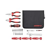 GEDORE red Fahrrad Werkzeugset für unterwegs, 13-teilig, Reifenwechsel, Bits, Knarre, Adapter, Steckschlüsseleinsatz, Reparaturset mit Satteltasche, R21702013, Schwarz/Rot Baumarkt
