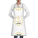 JaoXer Stilvolle Schürze mit kanadischer Flagge für Damen und Herren, weiche Unisex-Kochschürze mit verstellbaren Taschen, Flagge des Bundesstaates Rhode Island, Einheitsgröße