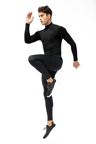 Men's Athletic Compression Shirts Long Sleeve Workout T-Shirt Mock Turtleneck Base Layer Undershirt Tops4