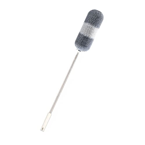 Image of Barebeauty Microfiber Feather Duster with Extendable Pole, 100 inch Telescoping Cobweb for Cleaning, Bendable Head, Washable Duster for Ceiling, Fan, Furniture (Grey White)