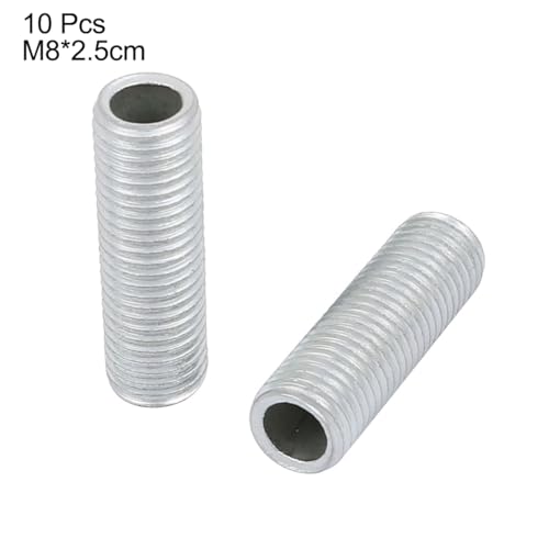 Image of uxcell Lamp Pipe Nipple, M8 Thread 25mm Length Hollow Lamps Repair Part Hardware for Lamp Lights, Zinc Plated Silver Tone, Pack of 10
