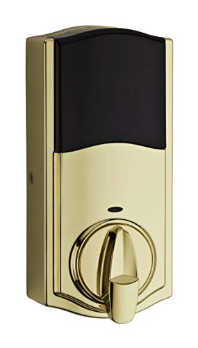 Image of Kwikset 916 Keyless Entry Touchscreen SmartCode Electronic Deadbolt Smart Lock Featuring SmartKey Security and ZigBee 3.0 Technology in Traditional Polished Brass, Zigbee Hub Sold Separately