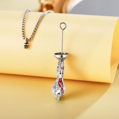 Crystal Urn Necklace for Ashes for Women Sterling Silver Heart Butterfly/Dragonfly/Carnelian Cremation Keepsake Jewelry Gift for Women4