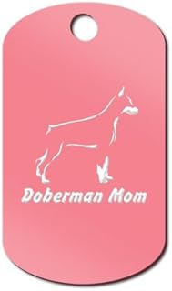 Doberman Mom Engraved Keychain/GI Tag Mister Petlife pincscher Dobie Pink