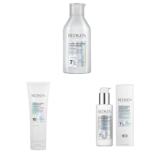 Redken |Rutina ABC, Champú 300ml y Mascarilla reparadora desenredante en 5 min 250ml y Sérum 24/7 Día y Noche Sin Aclarado 150ml, Acidic Bonding Concentrate.