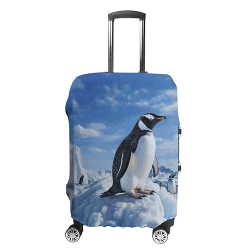 Snow Mountain Penguin Luggage Cover, Washable Elastic Suitcase Cover Protector Fit 18-32 Inch Luggage