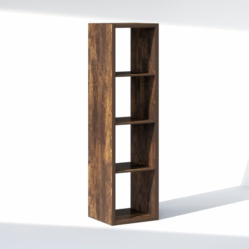 Image of Furinno Cubic Extra Thick 4-Cube Closet Organizers and Storage, Amber Pine | 14.6 x 16 x 58 in, Vertical Open Shelf Closet Storage, Closet Organizer, for Wardrobe, Bedroom, Living Room