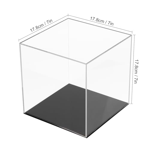Image of 7x7x7Inch Simple Self-Assembly Clear Acrylic Box with Black Base