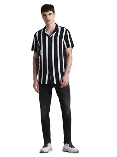 JACK & JONES JJJEFF Resort Stripe Shirt SS Relaxed 12249367 ,Schwarz ,L – Ansicht 6