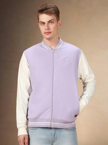 Image of Dennis Lingo Men Colorblock Polycotton Regular Fit Full Sleeves Front-Open Sweatshirts