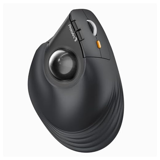 ProtoArc Vertical Wireless Trackball Mouse, EM05 NL Bluetooth Ergonomic Rollerball Mouse Rechargeable Computer Laptop Thumb Mice, 3 Device Connection, Compatible with iPad, Mac, Windows, PC-Gray