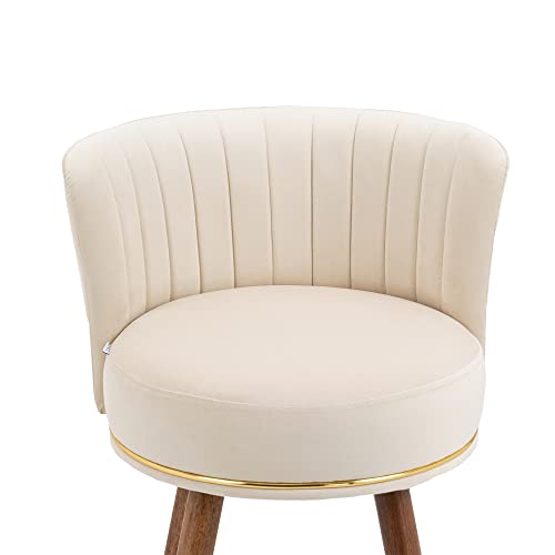 Royard Oaktree Velvet Bar Stools Set Of 2 360° Swivel Bar Stools With Back Upholstered Bar Chairs With Wood Legs And Footrest Counter Height Armless Tall Stool For Kitchens Island,Beige #TOP6