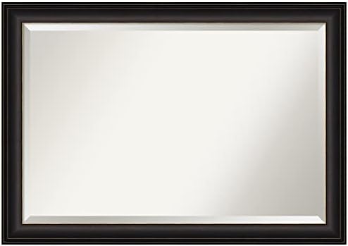Amanti Art Beveled Wall Mirror (28.5 x 40.5 in.), Trio Oil Rubbed Bronze Frame - Bathroom Mirror Bronze, Large