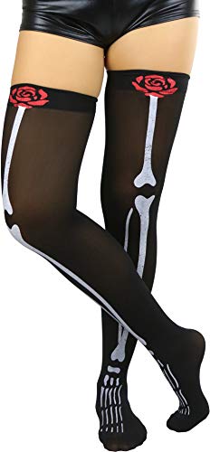 Image of ToBeInStyle Women's Scary Skeleton Leg Bones Halloween Hosiery Tights & Thigh High Stockings