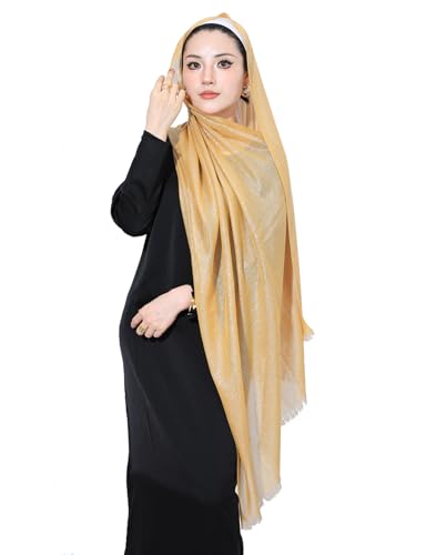 Extra Large Shimmer Sparkle Viscose Hijab for Women, Fancy Lightweight Muslim Head Scarf for Wedding Party